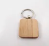 Trä Keychain Blank Wood Nyckel Kedja Bilväska Hängsmycke En mängd olika former Round Square Heart Key Ring Party Favor GGA2773