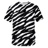 T-shirt col rond homme à rayures zébrées en 3D, gothique, unisexe, imprimé, Recommend13044762