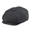 Botvela Wool Tweed Newsboy Cap Herringbone Men Women Gatsby Retro Hat Driver Cap Black Brown Yellow Navy Blue 0057150321