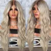 Middle part brazilian hair Ombre wavy Blonde Lace Front Wig cosplay party style synthetic hair Wigs heat resistant preplucked For Women