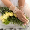 Gants de mariée en perles de mariage, longs, en dentelle, gaze, transparents, pour femmes, courts, en maille, accessoires de mariage, 240h