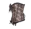 Em estoque, o Palácio Europeu Black Lace Bridal Redarments for Wedding Colets Red Rink Lace Tie Up Corsets