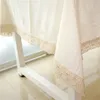 Paño de mesa Beige 70% de lino cubierta de lino borde de encaje rectangular nappe a prueba de polvo mantel casa de boda casero decoración pa.an1