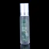 10 pcs Natural Pedras Semipreciosas Óleo Essencial Gemstone Roller Ball Garrafas de Vidro Fosco 10 ml de Cura Microplaquetas de Cristal Dentro