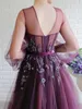 Eleganta kvällsklänningar Jewel Neck Lace 3D Floral Appliques Beaded Prom Dress Sweep Train Långärmade Formella Party Gowns