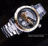 Forsiner design minimaliste Case transparente Cas wrists Number Roman Mens Brand Luxury Automatic Skeleton Steampunk Watches Slze1879635