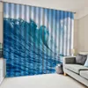 Custom 3d Curtain Blue Giant Waves Decoration Indoor Living Room Bedroom Kitchen Window Blackout Curtain