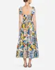 Fashion Runway Summer Dress New Women's Bow Spaghetti Strap Backless Blue and White Porcelain Floral Print Long Dress1