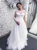 Plus Size Vestidos de casamento com manga comprida 2020 Lace frisada Applique cintura império País Wedding Dress Bridal Garden Party vestidos baratos