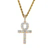 Wholesale-Copper Setting CZ Cross Pendant Hip Hop Zircon Necklace Jewelry CN019