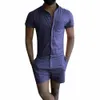 زر جديد الصيف فريد رومبير الرجال الكتان قميص مجموعات قصيرة واحدة الصدر بذلة الأزياء وزرة رياضية عارضة البضائع السراويل الاتجاه