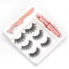 HOT 3 Pairs Magnetic False Eyelashes Lashes+Liquid Eyeliner+Tweezer 3D Magnetic False Eyelashes Natural reusable No Glue Needed