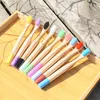 Children Bamboo Toothbrush Round Handle Toothbrushes Natural Bamboo Tube Brush With Box Packing Travel Oral Hygiene Hotel Supplies GGA2475