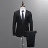 Men Business Waistcoat 2019 Nowy arrvial Spring Autumn Suit Mężczyźni z spodniami na ślub Slim Button Suit Pure Color Sukienka Blazert1272k