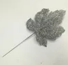 20pcs 29*14cm Glitter Powder Grape Leaf Branch For Flower Arrangement Christmas Party Home Wedding Garden Decoration