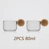 Wood Glass Tea Cup Heat-resistant Glass Mug With Ball Handle 2PCS Price Handmade Bowl Cups Drinkware For Home Decor