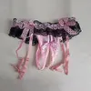 Vrouwen sexy ribbelsgordel voor kanten kanten bruiloft jarretel riem fetish open kruis parel boog garters