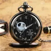 Steampunk klasyczny zegarek kieszonkowy Hollow Case drążą dynię mężczyźni kobiety analogowe zegarki kwarcowe naszyjnik łańcuch