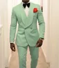 Mint Green Prom Men Suits Wedding Tuxedos Szal Groomsmen Groom Suits Pants Kurtka Slim Fit Tuxedos Man230p