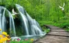 Wallpaper 3d Wooden Bridge Waterfall Beautiful Forest Scenery Living Room Bedroom Background Wall Decoration Wallpaper Custom Photo