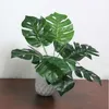 Fake Faux Artificial 9-Leaf Artificial Plant Monstera Branch Palm Fern Turtle Leaf för hem Bröllopsdekoration