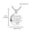 Crémation aile commémorative bijoux mon ange gardien crémation urne cendres mémorial acier inoxydable rond pendentif collier