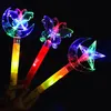 LED MAGIC WAND CHILDRES LUMINOUS TOYカラフルな星のムーンバタフライ輝く魔法の杖全体の雪プリンセスロマンスクラウンフラッシュS8417203