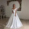 Personalizado off ombro mangas curtas vestidos de noiva 2022 lace-up volta varrer trem trem uma linha vestidos de noiva casamento