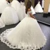 Arabiska aso ebi puff kjol boll klänning bröllopsklänningar sexig från axelpärlan tofsar formella kyrkliga brudklänningar spetsar appliced ​​plus size vestidos de novia al4086
