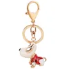 Dog Key Rings Keyrings Chain Rhinestone Pendant Charm Metal Alloy Bag Jewelry for Women Men Fashion Cute Animal Car Keychain Holder Blue Red