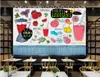 3D Wallpapers dipinto a mano ristorante latte negozio di tè della pittura sfondi frutta parete di fondo
