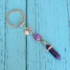 Quartz Crystal Key Rings Pendulum Keychain Mermaid Fish Scales Natural Stone Hexagonal Prism Chakra Fashion Key Chain Smycken Gifts Nyckelringar