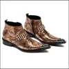 Mann plus handgefertigtes Alligator Fashion Speced Toe Cowboy Motorrad männliche Paty Prom Schuhe echte Ledermänner S Ankle Boots Stiefel