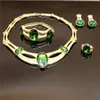 Rose Gold Green Stone Jewelry Set Women Bridal smyckeset Set Luxury Necklace Set in smyckesuppsättningar Stud Drop Earrings Jewellery7452685