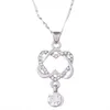 Europe et Amérique Vente Chaude De Mode Platine En Forme De Coeur Collier Double Coeur Twining Coeur Coeur Imprimer Pendentif Clavicule Chaîne WY386