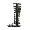 Women Sandals 2019 Summer Flats Sexy Knee High boots gladiator Sandals Fashion Hollow Casual Shoe #g2