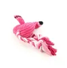 Pink Flamingo Shape Pet Dogs Toy Interactive Plush Velvet Pet Puppy Chew Squeaky Sound Toys with Cotton Rope