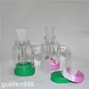 hookahs 14mm Male Glass Ash Catcher Silicone Bong Water Pipes with 3 Inch 2pcs 10ml Container Reclaimer Thick Pyrex Ashcatcher for Smoking