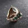 Wholesale- Turkish Ethnic Jewelry Big Colorful Crystal Ring Vintage Wedding Rings For Women Engagement Ring Jewelry Boho Accessories