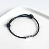 Pulsera de plata de ley 925 para parejas, hilo de línea roja para cuerda de mano, pulseras de joyería para mujeres, negro, Vintage, chino, suerte