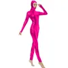 17 colori donne brillanti viso aperto mascherato zentai un pezzo halloween cosplay party catsuit manica lunga danza con cappuccio unitard