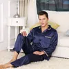 2019 heißer Verkauf Herren Seide Satin Pyjama Set Luxus Langarm Nachtwäsche Anzug Druck pyjamas Hause Service Herren Kleidung große Größe