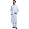 Abbigliamento islamico Uomo New Fashion 2 Piece Set Set Musulmani Robe Manica Lunga Bull High Neck Pants Abaya Kaftan Saudi Arab Arab Arab