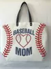 Baseball Tote Canvas Bag Softball Baseball Volleyball Football Printed Tote Bag Canvas Shoulder Bag Women Sports Bags HA1399