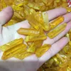 6pcs amarelo titânio aura anjo wand pontos naturais cristal rússico cura áspera topázio lemuriano semente prism encantos stone7874509