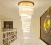 Neue Design Moderne Spirale Kristall Kronleuchter Beleuchtung Gold Lange Anhänger Kronleuchter Licht LED Lampen Für Hotel Lobby Villa Treppen MYY