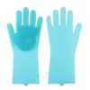 2Pcs=1set Rubber silicone dishwashing gloves heat-resistant and scald resistant household kitchen dishwashing vegetable washing pet bathing gloves