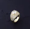 14K Hip Hop Masterpiece Gold CZ Bling Pierścienie Męskie mikro Pave Cubic Cyrronia Symulowana Solitaire Diamonds Ring1911097