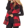 Frauen Ärmellose Plaid Weste 9 Farben Revers Vorne Offen Strickjacke Taschen Herbst Jacke Grid Patchwork Check Weste OOA7154