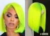 Droite Courte Bob Perruques 99j Bleu 613 Blonde 13x4 Lace Front Perruque de Cheveux Humains Rose Vert Droite Ombre Wigs235W